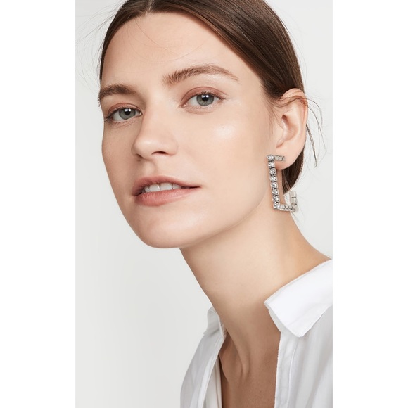 DANNIJO Archer Silverplated & Swarovski Crystal Hoop Earrings NWT - Picture 4 of 17